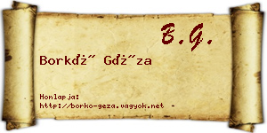 Borkó Géza névjegykártya